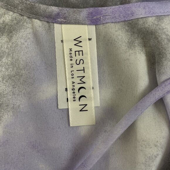 Women’s Lavender Tie Dye Puff Sleeve Top Open Back Bow Detail Size M - Picture 7 of 12